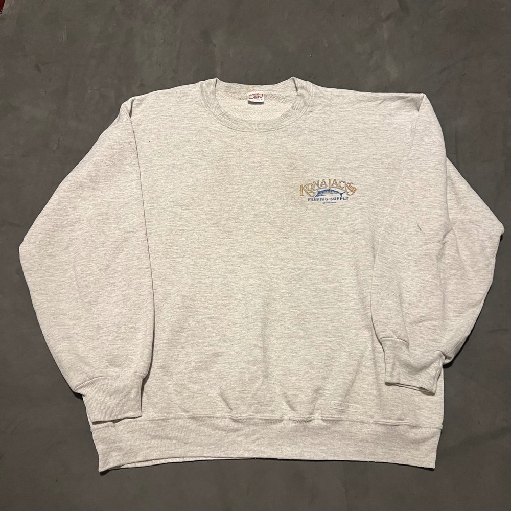 VTG 90s Hawaii Crazy‎ Shirts Kona Jacks Fishing Supply Sweatshirt Mens XL Gray